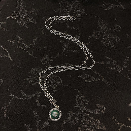 纯银孔雀绿项链 商品图3