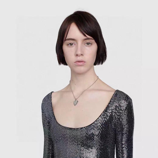 𝐆𝐮𝐜𝐜*纯银做旧格言刻花心形项链 商品图7