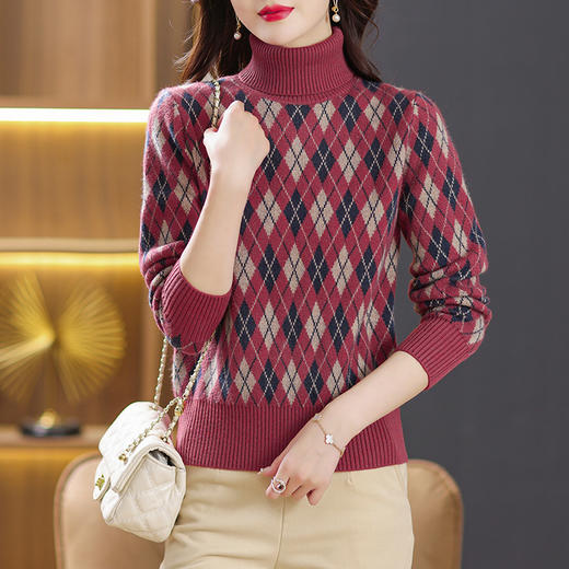 菱形格纹针织衫上衣内搭冬季打底衫CC-BBT-89782 商品图1