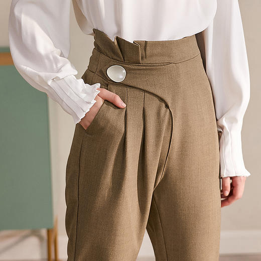 欧芮儿2020春装新款设计感不规则哈伦裤九分裤休闲裤女高腰 商品图2