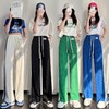 【新品推荐 时尚百搭高腰显瘦潮流】时尚侧标抽绳灯芯绒阔腿裤女休闲运动风拼色宽松垂坠感直筒裤子女 商品缩略图0