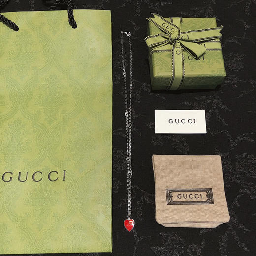 𝐆家互扣式双𝐆纯银珐琅爱心项链 商品图2