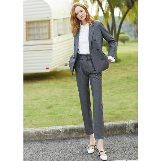 欧芮儿2020春装新款英伦裤子深灰西装裤修身九分裤哈伦裤休闲裤女 商品图3