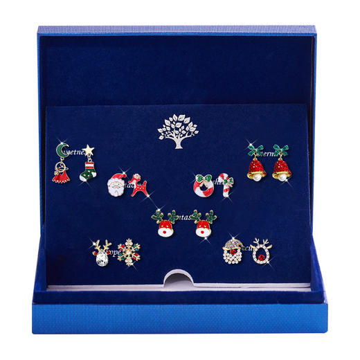 【 圣诞节礼物 】六鑫珠宝 圣诞礼盒可爱卡通圣诞耳钉套装 S925银针 商品图4