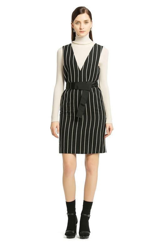 LILY 竖条纹V领连衣裙 424 商品图0