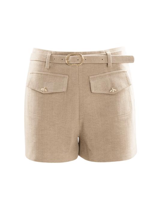 欧芮儿2020春装新款中高腰简约宽松纯色百搭短裤女休闲裤阔腿裤 商品图3