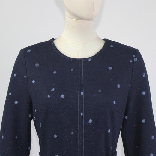 FOCALS福柯斯新款通勤圆领长袖羊毛针织中长款连衣裙F2Y3X673BV 商品图3