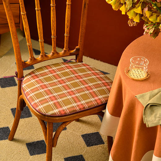 复古英伦格纹系列椅垫中式四季通用坐垫 商品图0