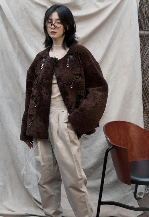 Mark Kenly Domino Tan  沙色PIRETTE高腰双褶棉质长裤 商品图3