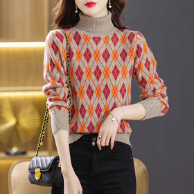 菱形格纹针织衫上衣内搭冬季打底衫CC-BBT-89782