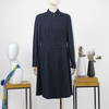 FOCALS福柯斯新款通勤立领长袖拼接中长款羊毛连衣裙F203X369BL 商品缩略图0