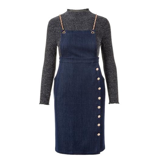 欧芮儿秋冬装2019新款金银丝长袖t恤+吊带包臀裙两件套套装裙 商品图3