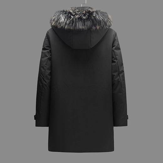 30W2122【白鸭绒+狐狸毛领】罗蒙男士秋冬保暖羽绒服中长款连帽休闲羽绒服外套 商品图1