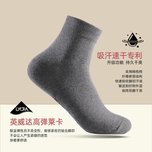 隐形盾 吸汗透气抗菌防臭四季商务正装中筒袜子6双装 商品图4