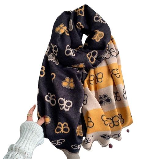 WS-SDFEDD 2022秋冬新款仿羊绒提花厚围巾女爆款百搭时尚大披肩保暖围脖 商品图4