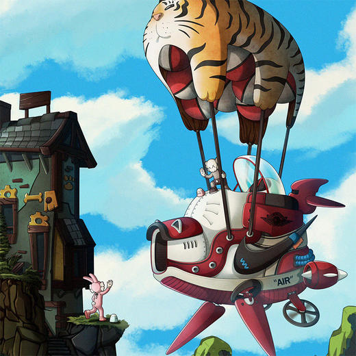 收藏系列《爱老虎-热气球》 潮流艺术版画 限量200版 52.5*72.5cm 商品图1