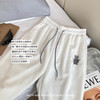 新品【潮流百搭 上身超显瘦！】小熊卫裤华夫格潮流时尚大码休闲女裤宽松直筒哈伦裤子高腰运动裤 商品缩略图3