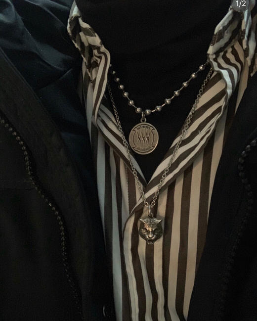 𝐆𝐮𝐜𝐜*做旧虎头银项链 商品图2