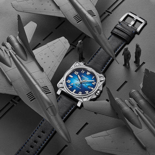 【新品】依波(EBOHR)手表 飞行家时尚机械手表牛皮表带5162 商品图9