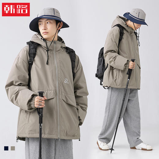 「两款配色！抗风防水保暖」韩路日系男装 机能连帽棉服男冬季情侣新款棉衣加厚户外外套上衣 商品图0
