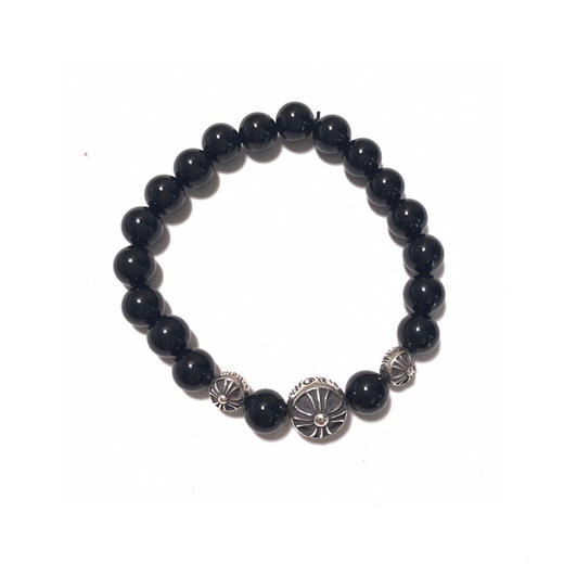 𝐂𝐡𝐫𝐨𝐦𝐞 𝐡𝐞𝐚𝐫𝐭𝐬 克罗心 黑曜石银珠手链 商品图4