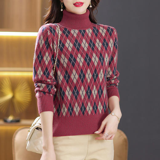 菱形格纹针织衫上衣内搭冬季打底衫CC-BBT-89782 商品图3