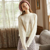欧芮儿春秋装2019 显瘦宽松慵懒风打底镂空长袖杏色毛衣女 商品缩略图2