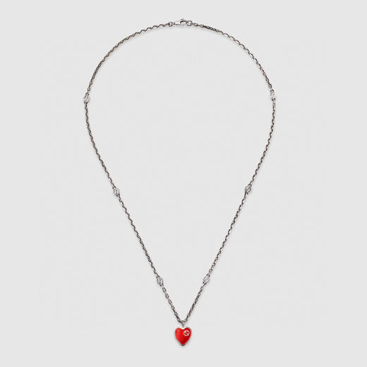 𝐆家互扣式双𝐆纯银珐琅爱心项链 商品图6