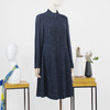 FOCALS福柯斯新款通勤立领长袖拼接中长款羊毛连衣裙F203X369BL 商品缩略图1