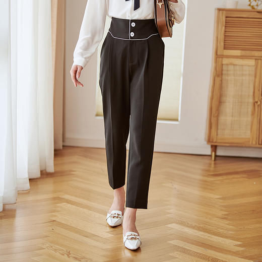 欧芮儿高腰显瘦休闲裤女2020秋季新款女装职业OL九分哈伦裤 商品图1