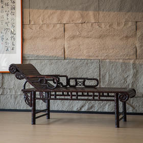 清 紫檀竹节工贵妃榻