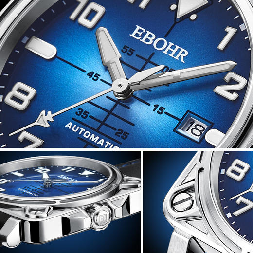 【新品】依波(EBOHR)手表 飞行家时尚机械手表牛皮表带5162 商品图3