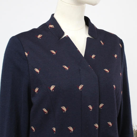 FOCALS福柯斯新款通勤V领长袖针织提花中长款连衣裙FRG3X623BV 商品图3