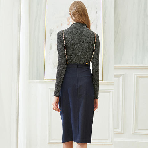 欧芮儿秋冬装2019新款金银丝长袖t恤+吊带包臀裙两件套套装裙 商品图1