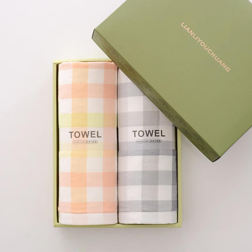 纱布无捻彩格面巾双条装礼盒 商品图1