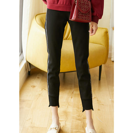 欧芮儿2020春装新品高腰显瘦黑色加绒休闲裤百搭哈伦不规则束脚裤 商品图2