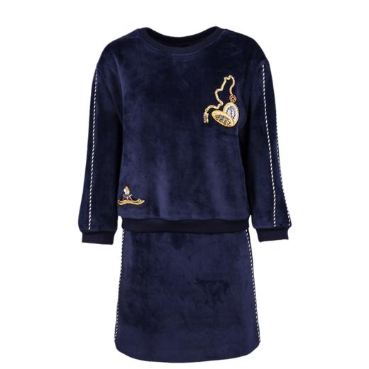 欧芮儿 2018春新款亮片长袖上衣女+丝绒半身裙女套装裙两件套 商品图3