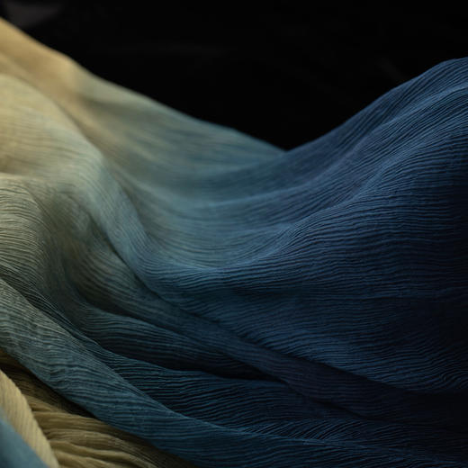 【林栖设计小店】花仙子2022秋冬新品原创100%桑蚕丝荷叶袖蓝染渐变连衣裙 1924139 商品图9