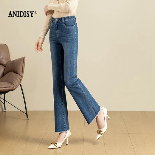 断码超值秒杀可换不退 微弹舒适中高腰拉链弹力毛边微喇叭牛仔裤 商品图3