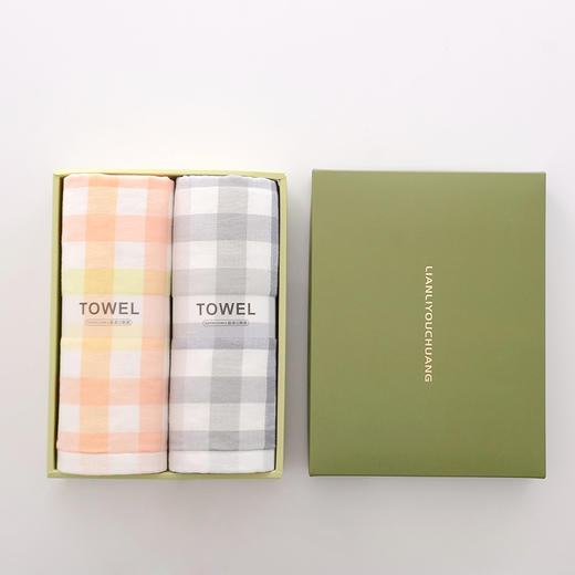 纱布无捻彩格面巾双条装礼盒 商品图2