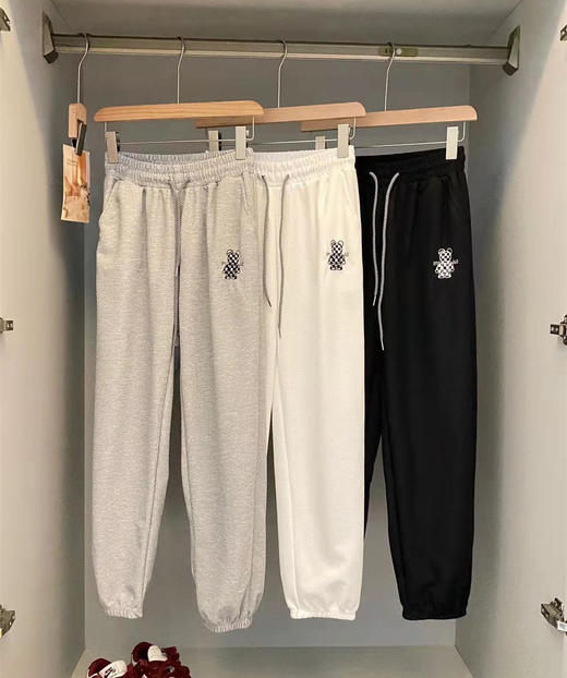新品【潮流百搭 上身超显瘦！】小熊卫裤华夫格潮流时尚大码休闲女裤宽松直筒哈伦裤子高腰运动裤 商品图1