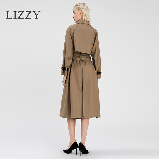 LIZZY 英伦风帅气翻领双排扣休闲知性通勤风衣长外套7719 商品图4