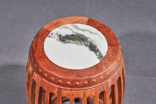 红桥红  家具严选  缅甸花梨（大果紫檀）【48 石面 直棂式鼓凳】 商品图1