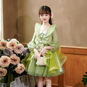 DY-708儿童礼服裙小女孩蓬蓬纱花童主持人钢琴演出服秋季女童连衣裙