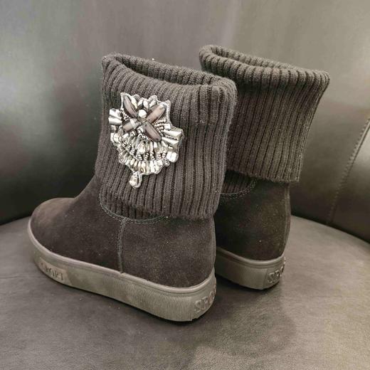 lfgj BC001 厚底内增高女靴子加绒磨砂针织毛线短靴百搭防滑女靴 商品图8