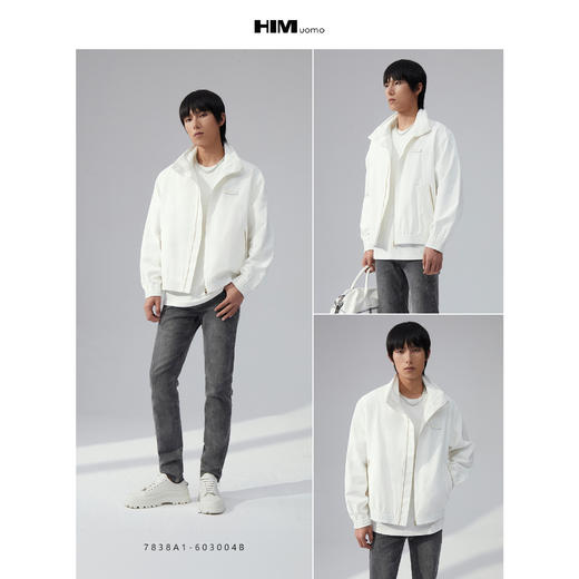HIM漢崇 休闲立领短款纯色运动夹克男绒面感宽松轻薄外套2025秋季 商品图3