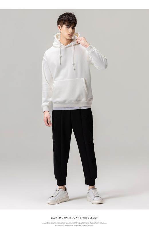 PINLI品立新款男士纯色连帽加绒加厚套头卫衣GD223409441 商品图4