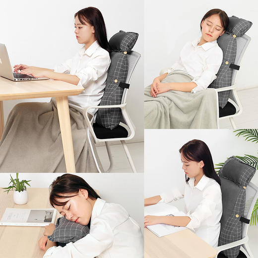 【腰靠护颈一体靠枕】办公室靠垫抱枕座椅棉麻腰垫 靠背垫椅子护颈仰睡垫护腰枕 商品图4