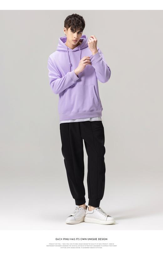 PINLI品立新款男士纯色连帽加绒加厚套头卫衣GD223409441 商品图6
