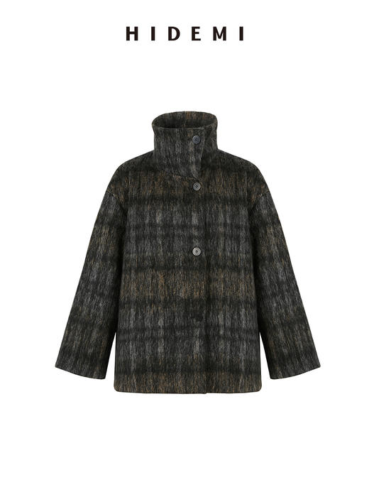 HIDEMI 色织马海毛花纱加厚款高克重极简廓形大衣/短外套 商品图13